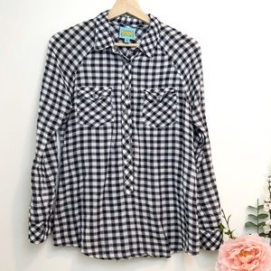 C&C California | black white button down blouse, S